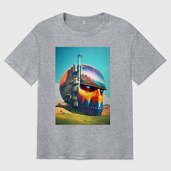 Футболка оверсайз мужская Голова в пустыне - сюрреализм, цвет: меланж