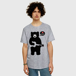 Футболка оверсайз мужская Мишка любит музыку, цвет: меланж — фото 2