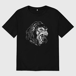 Футболка оверсайз мужская Обезьяна горилла, цвет: черный