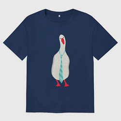 Футболка оверсайз мужская Гусь в галстуке, цвет: тёмно-синий