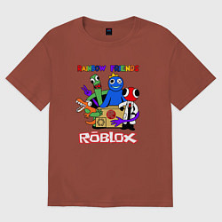 Футболка оверсайз мужская Радужные друзья - монстры Роблокс, цвет: кирпичный