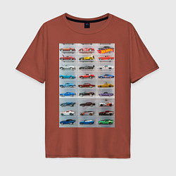 Футболка оверсайз мужская Hot Wheels - collection Автомобили на полке, цвет: кирпичный