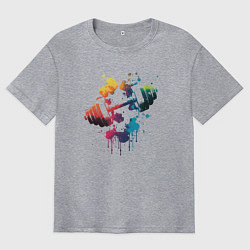 Футболка оверсайз мужская Иллюстрация гантели, цвет: меланж