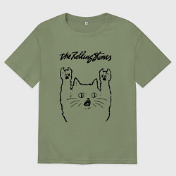 Футболка оверсайз мужская Rolling Stones - rock cat, цвет: авокадо