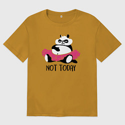 Футболка оверсайз мужская Ленивая панда, цвет: горчичный