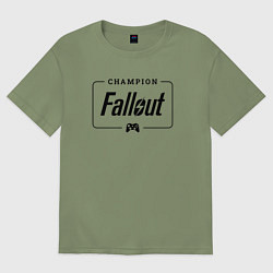 Футболка оверсайз мужская Fallout gaming champion: рамка с лого и джойстиком, цвет: авокадо