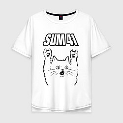 Футболка оверсайз мужская Sum41 - rock cat, цвет: белый