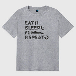 Футболка оверсайз мужская Eat sleep F1, цвет: меланж