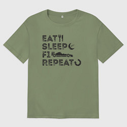 Футболка оверсайз мужская Eat sleep F1, цвет: авокадо