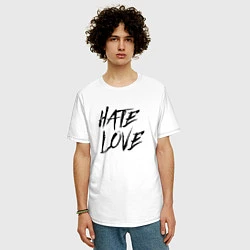 Футболка оверсайз мужская Hate love Face, цвет: белый — фото 2