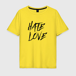 Футболка оверсайз мужская Hate love Face, цвет: желтый