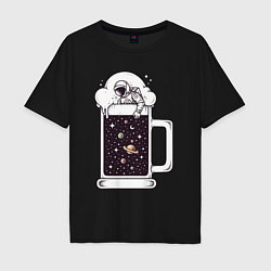 Футболка оверсайз мужская Space beer, цвет: черный