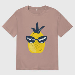 Футболка оверсайз мужская Солнечный ананас, цвет: пыльно-розовый