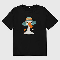 Футболка оверсайз мужская Гусь в шляпе, цвет: черный