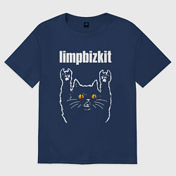 Футболка оверсайз мужская Limp Bizkit rock cat, цвет: тёмно-синий