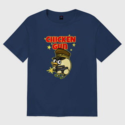 Футболка оверсайз мужская Chicken Gun - игра, цвет: тёмно-синий