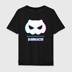 Футболка оверсайз мужская Символ DanMachi в стиле glitch, цвет: черный