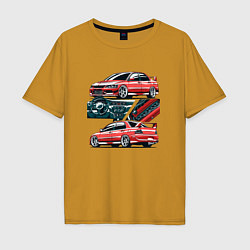 Футболка оверсайз мужская Mitsubishi Lancer Evolution IX V1, цвет: горчичный