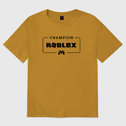 Футболка оверсайз мужская Roblox gaming champion: рамка с лого и джойстиком, цвет: горчичный