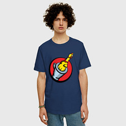 Футболка оверсайз мужская Chicken gun логотип, цвет: тёмно-синий — фото 2