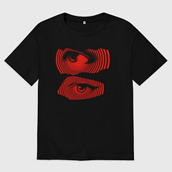 Футболка оверсайз мужская Red eyes are an illusion, цвет: черный