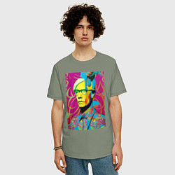 Футболка оверсайз мужская Andy Warhol - pop art, цвет: авокадо — фото 2