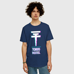 Футболка оверсайз мужская Tokio Hotel glitch rock, цвет: тёмно-синий — фото 2