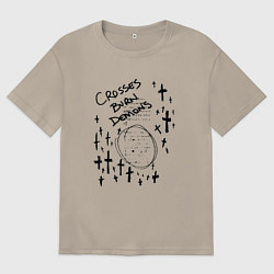 Футболка оверсайз мужская Crosses burn demons, цвет: миндальный