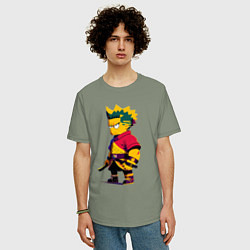 Футболка оверсайз мужская Bart Simpson samurai - neural network, цвет: авокадо — фото 2