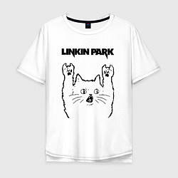 Футболка оверсайз мужская Linkin Park - rock cat, цвет: белый