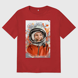 Футболка оверсайз мужская Гагарин арт, цвет: красный