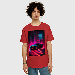 Футболка оверсайз мужская KITT auto - неон, цвет: красный — фото 2