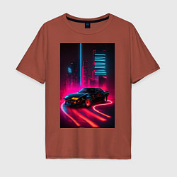 Футболка оверсайз мужская KITT auto - неон, цвет: кирпичный