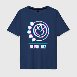 Футболка оверсайз мужская Blink 182 glitch rock, цвет: тёмно-синий