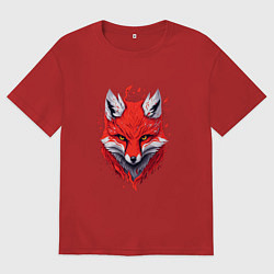Футболка оверсайз мужская Лисий демон, цвет: красный