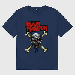 Футболка оверсайз мужская Iron Maiden bones, цвет: тёмно-синий
