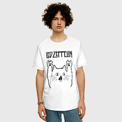 Футболка оверсайз мужская Led Zeppelin - rock cat, цвет: белый — фото 2