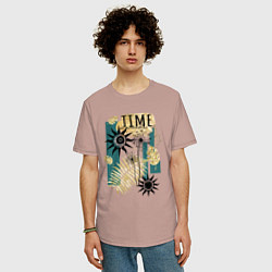 Футболка оверсайз мужская С солнцем и луной, цвет: пыльно-розовый — фото 2