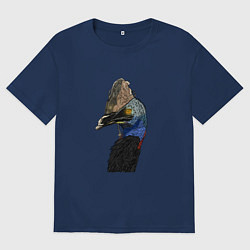 Футболка оверсайз мужская Кибер Страус, цвет: тёмно-синий