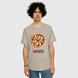 Футболка оверсайз мужская Я люблю пиццу, цвет: миндальный — фото 2