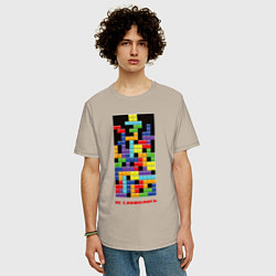 Футболка оверсайз мужская Тетрис - не сложилось, цвет: миндальный — фото 2
