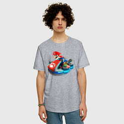Футболка оверсайз мужская Марио на машине, цвет: меланж — фото 2