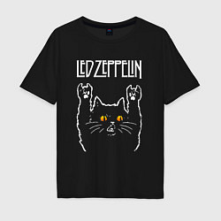 Футболка оверсайз мужская Led Zeppelin rock cat, цвет: черный