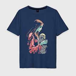 Футболка оверсайз мужская Кукла колдуна с черепом, цвет: тёмно-синий
