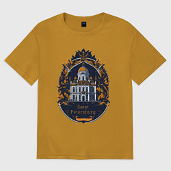 Футболка оверсайз мужская Санкт - Петербург, цвет: горчичный