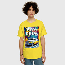 Футболка оверсайз мужская Viva Cuba - car - retro, цвет: желтый — фото 2