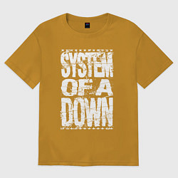 Футболка оверсайз мужская System of a down - stencil, цвет: горчичный