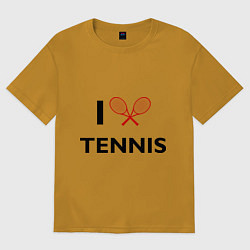 Футболка оверсайз мужская I Love Tennis, цвет: горчичный