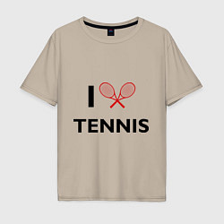 Футболка оверсайз мужская I Love Tennis, цвет: миндальный