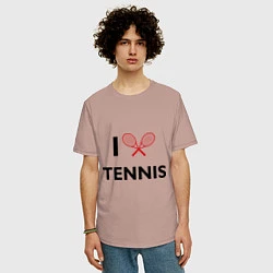 Футболка оверсайз мужская I Love Tennis, цвет: пыльно-розовый — фото 2